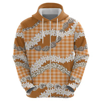 Orange Hawaii Tiare and Shell Lei Hoodie Hawaiian Palaka Luxury Vibes LT14 - Polynesian Pride