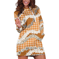 Orange Hawaii Tiare and Shell Lei Hoodie Dress Hawaiian Palaka Luxury Vibes LT14 Orange - Polynesian Pride