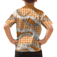Orange Hawaii Tiare and Shell Lei Kid Hawaiian Shirt Hawaiian Palaka Luxury Vibes - Polynesian Pride