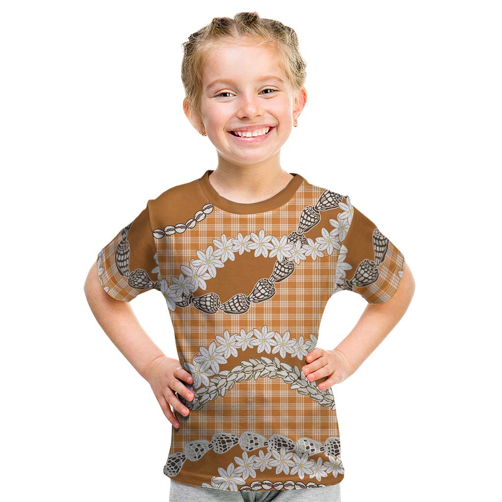 Orange Hawaii Tiare and Shell Lei Kid T Shirt Hawaiian Palaka Luxury Vibes LT14 Orange - Polynesian Pride