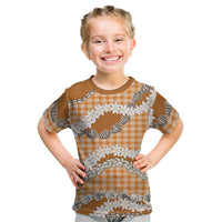 Orange Hawaii Tiare and Shell Lei Kid T Shirt Hawaiian Palaka Luxury Vibes LT14 Orange - Polynesian Pride