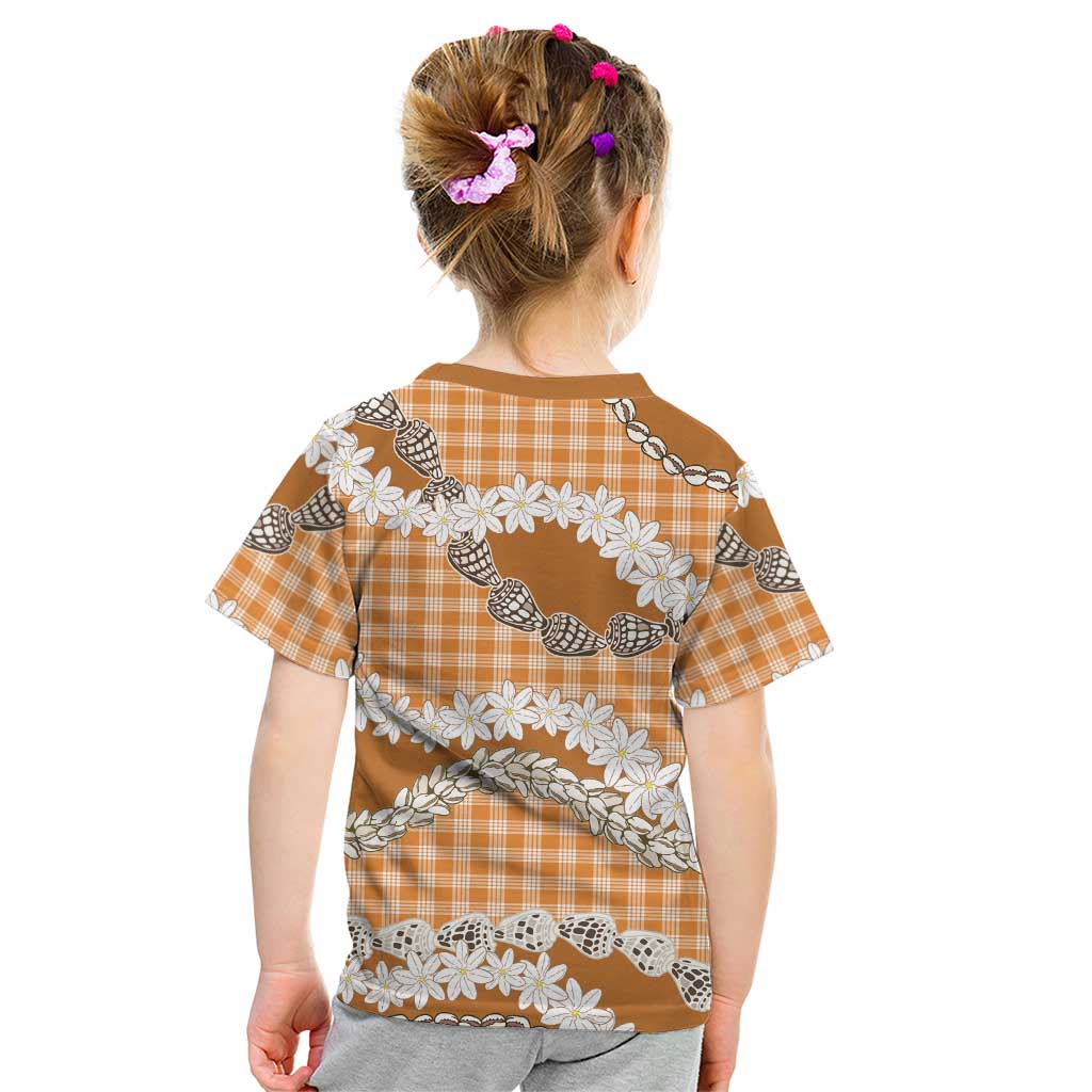 Orange Hawaii Tiare and Shell Lei Kid T Shirt Hawaiian Palaka Luxury Vibes LT14 - Polynesian Pride