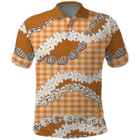 Orange Hawaii Tiare and Shell Lei Polo Shirt Hawaiian Palaka Luxury Vibes LT14 Orange - Polynesian Pride