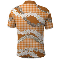 Orange Hawaii Tiare and Shell Lei Polo Shirt Hawaiian Palaka Luxury Vibes LT14 - Polynesian Pride