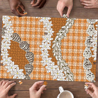 Orange Hawaii Tiare and Shell Lei Puzzle Hawaiian Palaka Luxury Vibes - Polynesian Pride