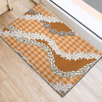 Orange Hawaii Tiare and Shell Lei Rubber Doormat Hawaiian Palaka Luxury Vibes LT14 - Polynesian Pride