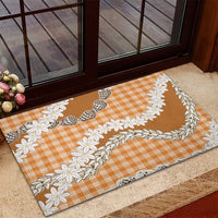 Orange Hawaii Tiare and Shell Lei Rubber Doormat Hawaiian Palaka Luxury Vibes LT14 - Polynesian Pride