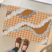 Orange Hawaii Tiare and Shell Lei Rubber Doormat Hawaiian Palaka Luxury Vibes LT14 - Polynesian Pride