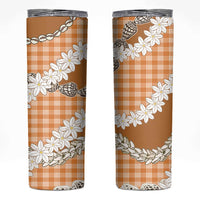 Orange Hawaii Tiare and Shell Lei Skinny Tumbler Hawaiian Palaka Luxury Vibes LT14 Orange - Polynesian Pride