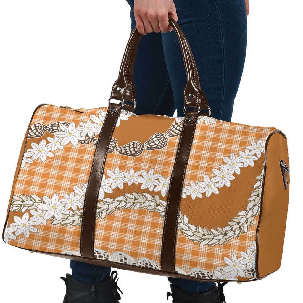 Orange Hawaii Tiare and Shell Lei Travel Bag Hawaiian Palaka Luxury Vibes LT14 - Polynesian Pride