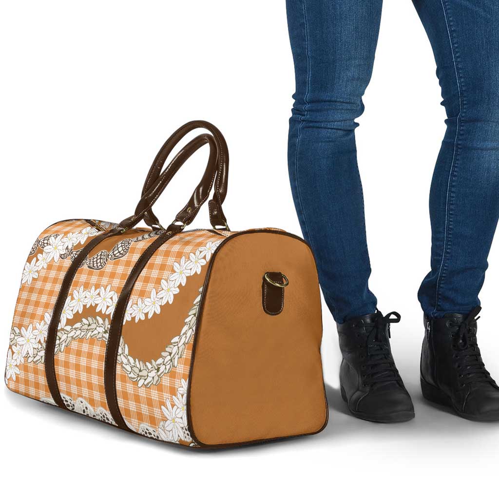 Orange Hawaii Tiare and Shell Lei Travel Bag Hawaiian Palaka Luxury Vibes LT14 - Polynesian Pride