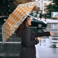 Orange Hawaii Tiare and Shell Lei Umbrella Hawaiian Palaka Luxury Vibes - Polynesian Pride