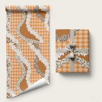 Orange Hawaii Tiare and Shell Lei Wrapping Paper Hawaiian Palaka Luxury Vibes LT14 58" × 23" Orange - Polynesian Pride