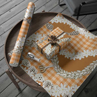 Orange Hawaii Tiare and Shell Lei Wrapping Paper Hawaiian Palaka Luxury Vibes LT14 - Polynesian Pride