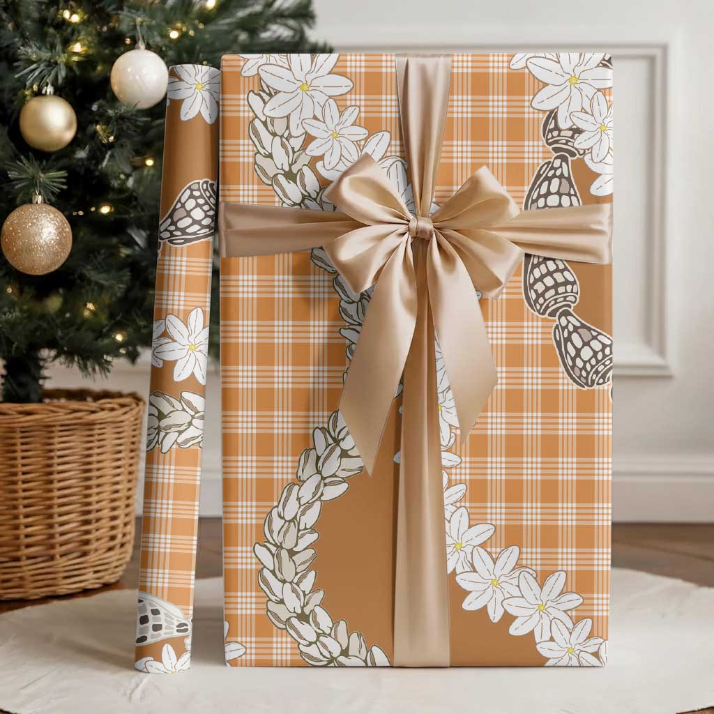 Orange Hawaii Tiare and Shell Lei Wrapping Paper Hawaiian Palaka Luxury Vibes LT14 - Polynesian Pride