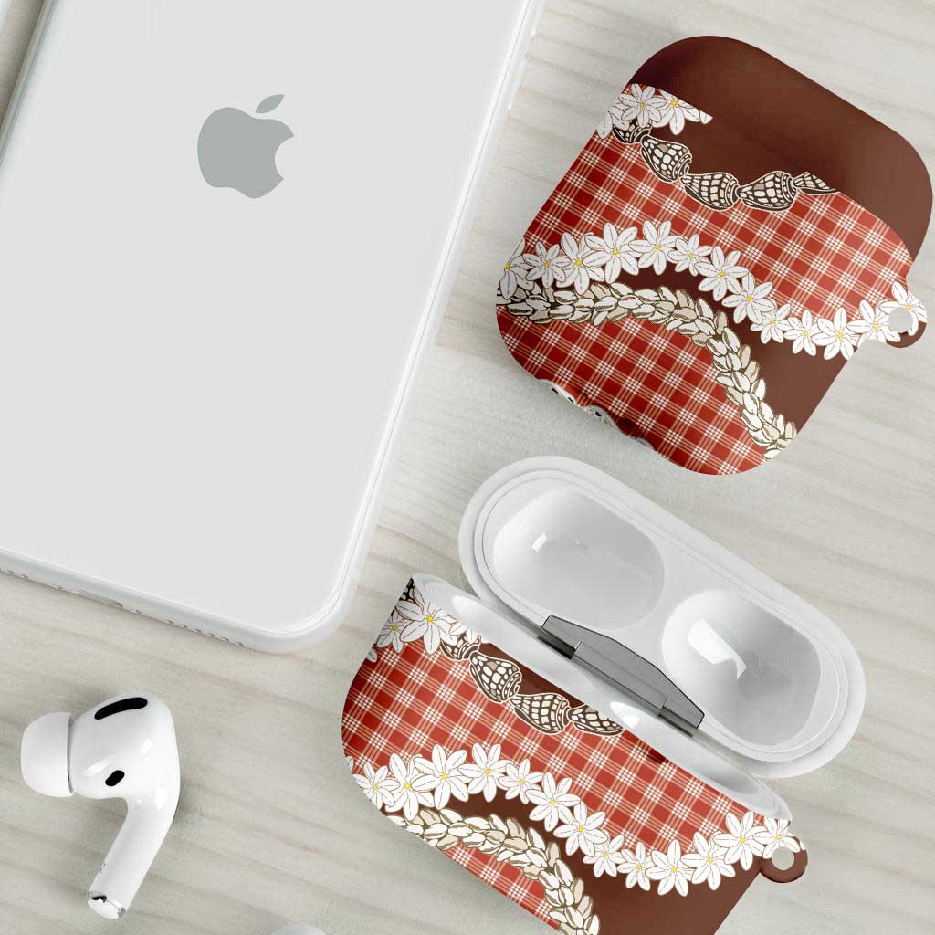Red Hawaii Tiare and Shell Lei AirPods Case Hawaiian Palaka Luxury Vibes - Polynesian Pride