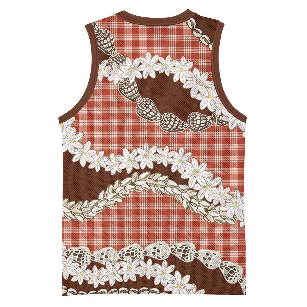 Red Hawaii Tiare and Shell Lei Basketball Jersey Hawaiian Palaka Luxury Vibes - Polynesian Pride