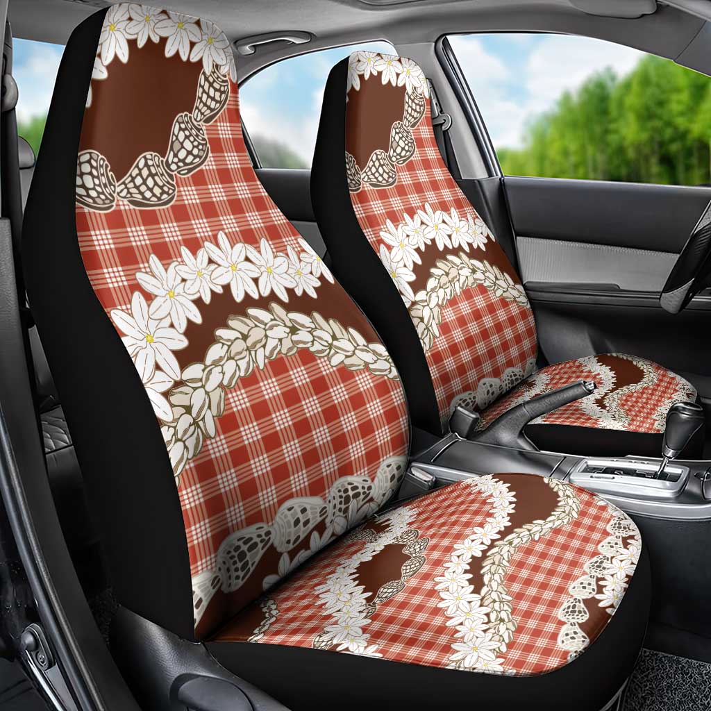 Red Hawaii Tiare and Shell Lei Car Seat Cover Hawaiian Palaka Luxury Vibes LT14 - Polynesian Pride