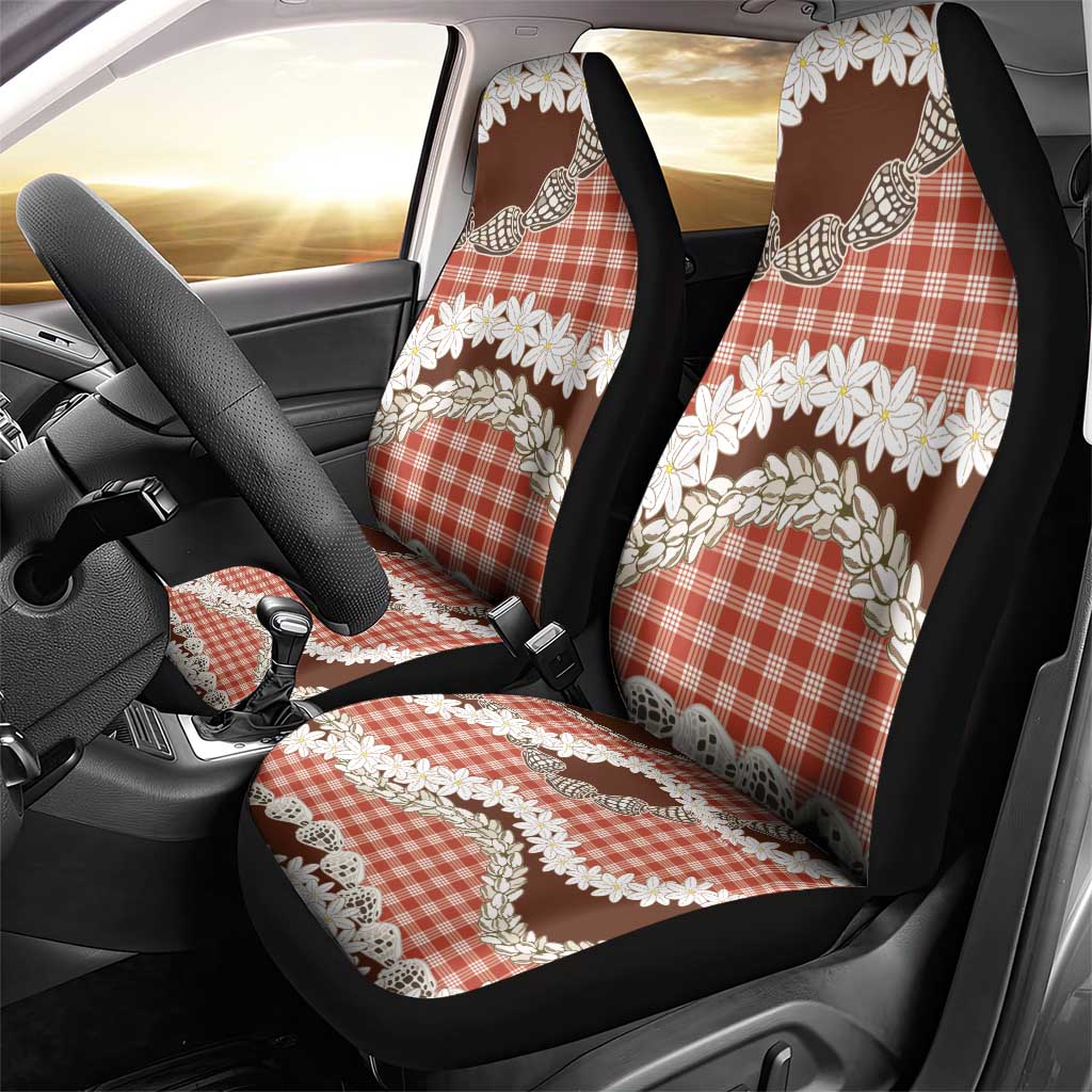 Red Hawaii Tiare and Shell Lei Car Seat Cover Hawaiian Palaka Luxury Vibes LT14 - Polynesian Pride