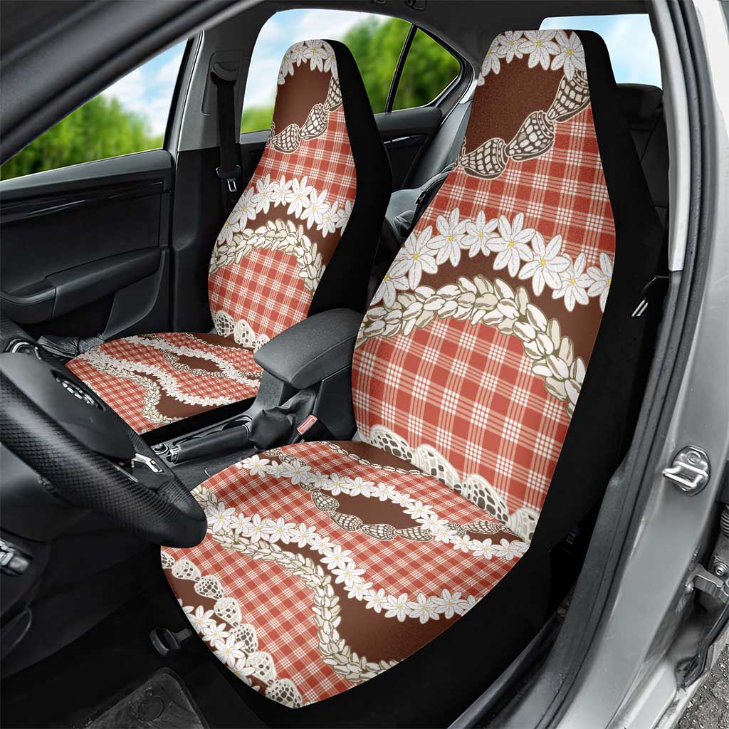 Red Hawaii Tiare and Shell Lei Car Seat Cover Hawaiian Palaka Luxury Vibes LT14 - Polynesian Pride