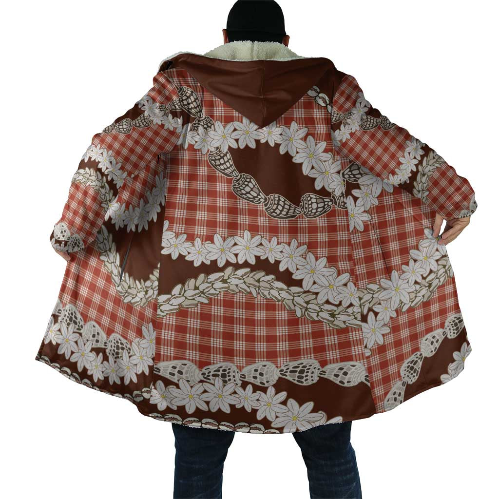 Red Hawaii Tiare and Shell Lei Cloak Hawaiian Palaka Luxury Vibes - Polynesian Pride