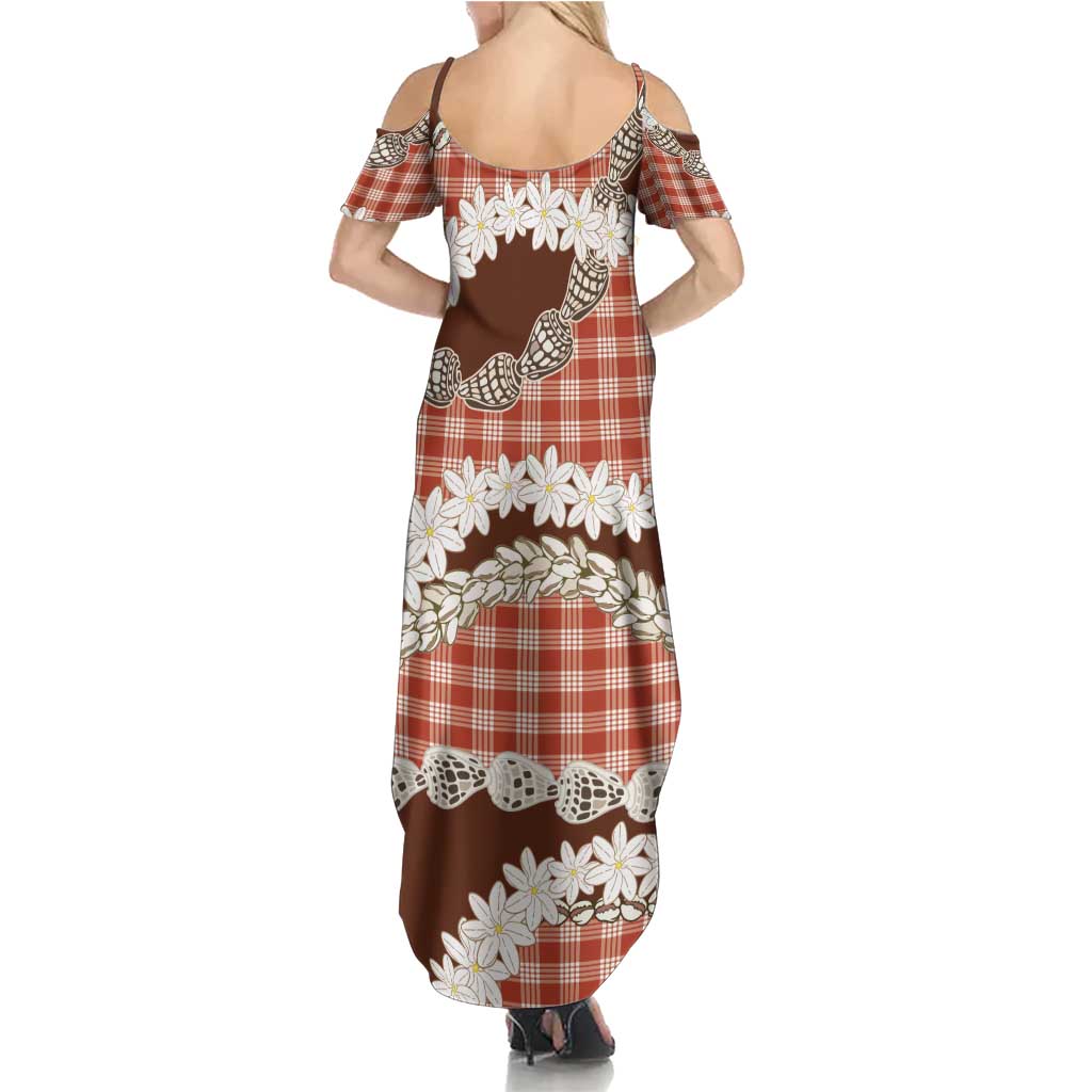 Red Hawaii Tiare and Shell Lei Family Matching Summer Maxi Dress and Hawaiian Shirt Hawaiian Palaka Luxury Vibes LT14 - Polynesian Pride