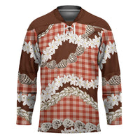 Red Hawaii Tiare and Shell Lei Hockey Jersey Hawaiian Palaka Luxury Vibes LT14 Unisex Red - Polynesian Pride