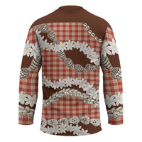 Red Hawaii Tiare and Shell Lei Hockey Jersey Hawaiian Palaka Luxury Vibes LT14 - Polynesian Pride