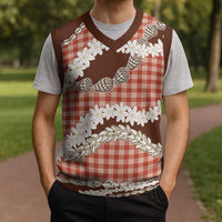 Red Hawaii Tiare and Shell Lei Christmas Knitted V-Neck Vest Hawaiian Palaka Luxury Vibes LT14 - Polynesian Pride
