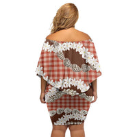 Red Hawaii Tiare and Shell Lei Off Shoulder Short Dress Hawaiian Palaka Luxury Vibes LT14 - Polynesian Pride