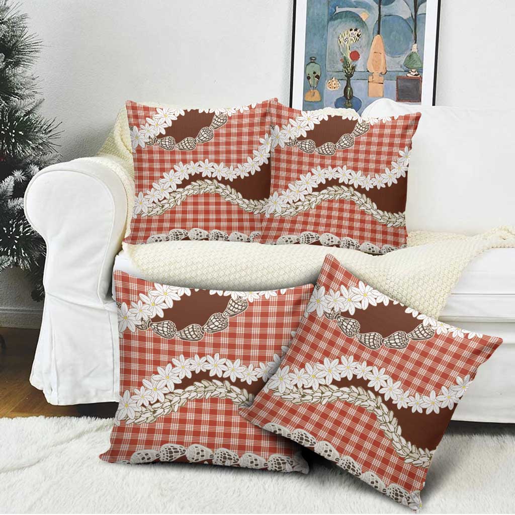 Red Hawaii Tiare and Shell Lei Pillow Cover Hawaiian Palaka Luxury Vibes - Polynesian Pride
