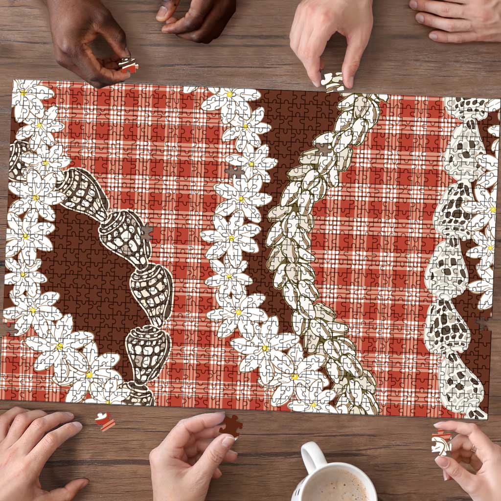 Red Hawaii Tiare and Shell Lei Puzzle Hawaiian Palaka Luxury Vibes - Polynesian Pride