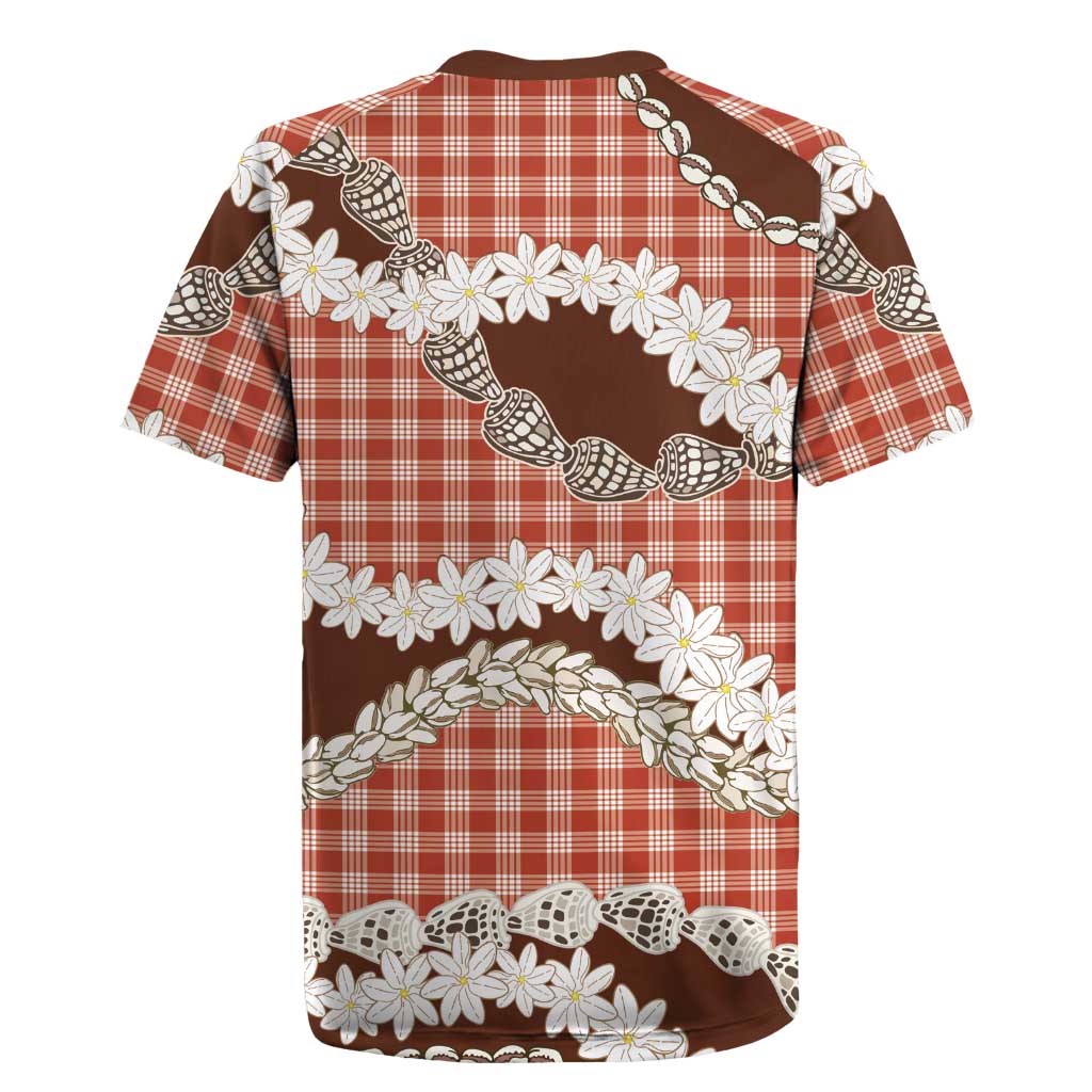 Red Hawaii Tiare and Shell Lei Rugby Jersey Hawaiian Palaka Luxury Vibes LT14 - Polynesian Pride