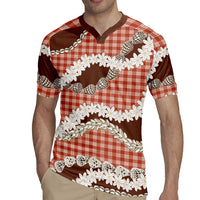 Red Hawaii Tiare and Shell Lei Rugby Jersey Hawaiian Palaka Luxury Vibes LT14 - Polynesian Pride