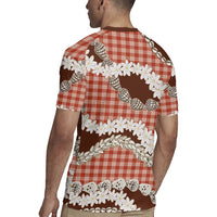 Red Hawaii Tiare and Shell Lei Rugby Jersey Hawaiian Palaka Luxury Vibes LT14 - Polynesian Pride