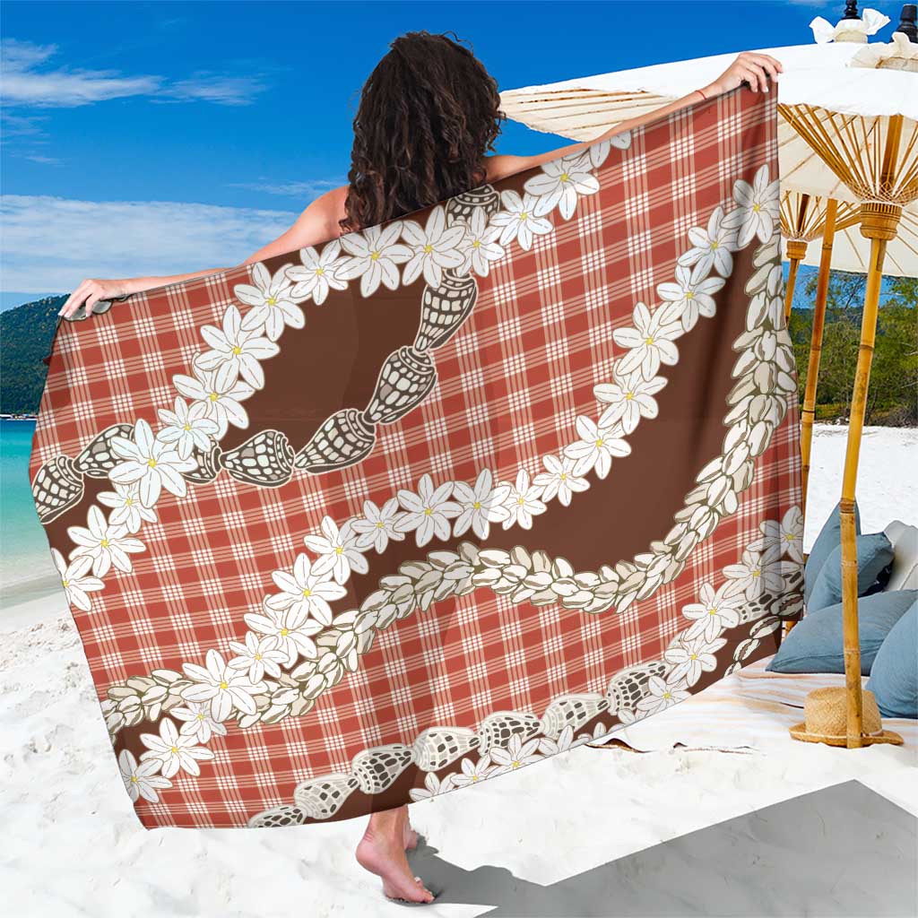 Red Hawaii Tiare and Shell Lei Sarong Hawaiian Palaka Luxury Vibes LT14 One Size 44 x 66 inches Red - Polynesian Pride