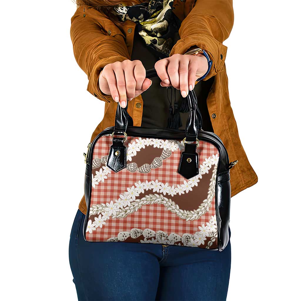 Red Hawaii Tiare and Shell Lei Shoulder Handbag Hawaiian Palaka Luxury Vibes - Polynesian Pride