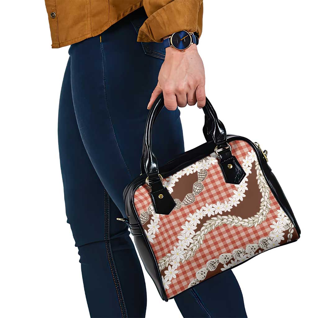 Red Hawaii Tiare and Shell Lei Shoulder Handbag Hawaiian Palaka Luxury Vibes - Polynesian Pride