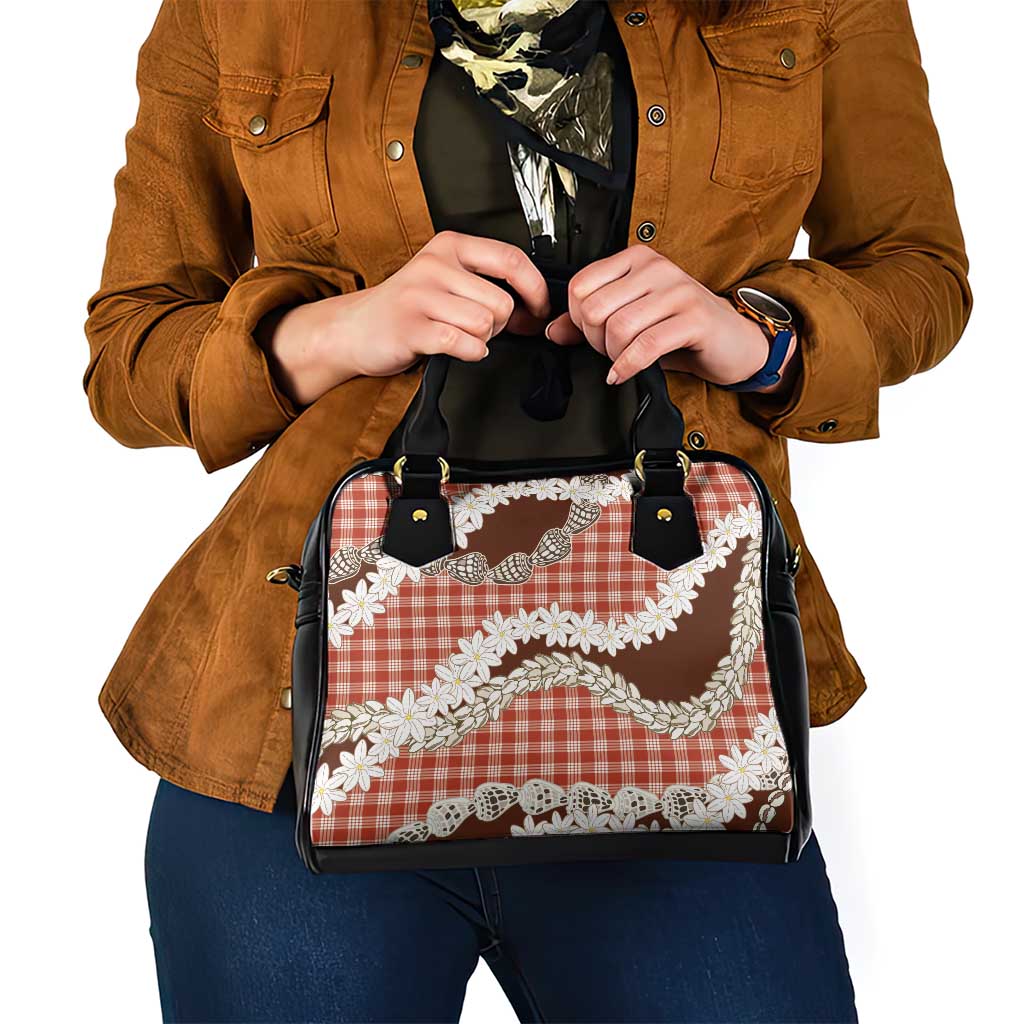 Red Hawaii Tiare and Shell Lei Shoulder Handbag Hawaiian Palaka Luxury Vibes - Polynesian Pride