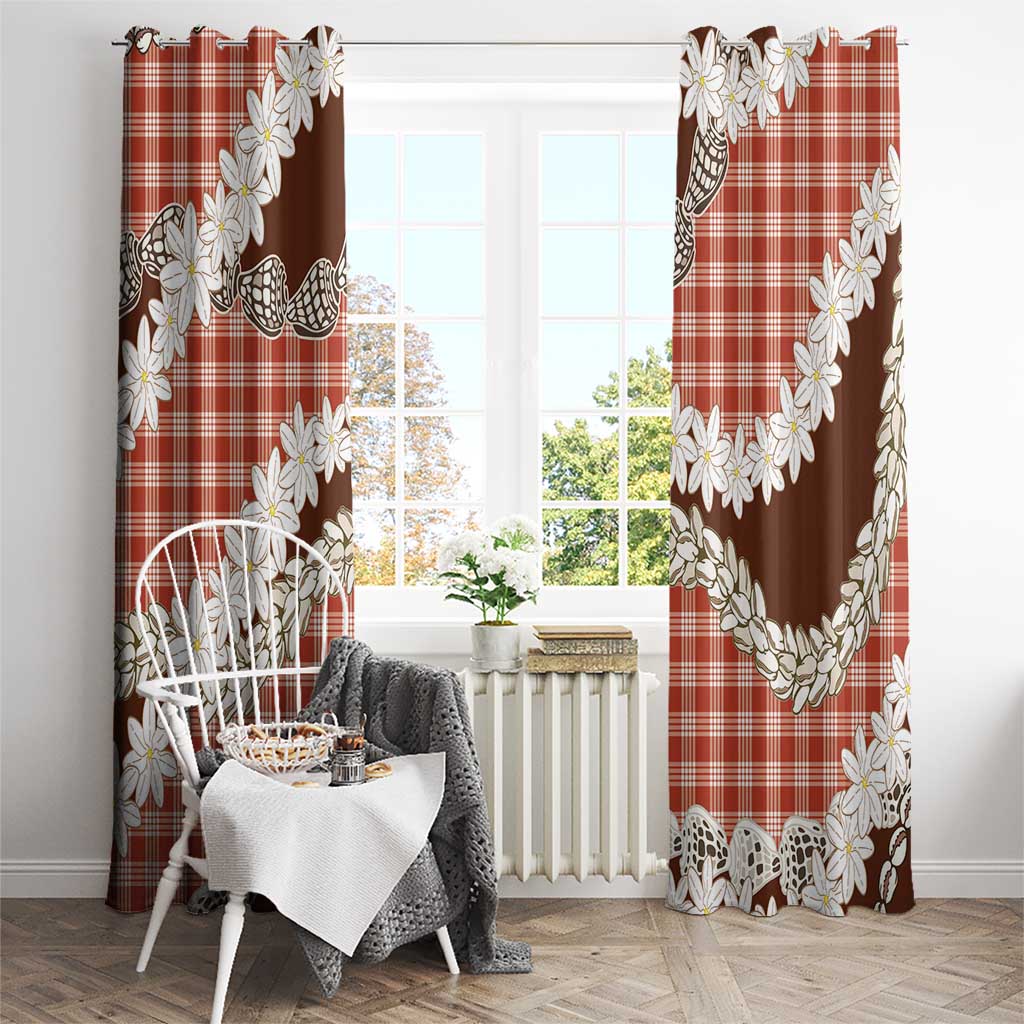 Red Hawaii Tiare and Shell Lei Window Curtain Hawaiian Palaka Luxury Vibes - Polynesian Pride