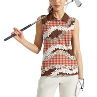 Red Hawaii Tiare and Shell Lei Women Sleeveless Polo Shirt Hawaiian Palaka Luxury Vibes LT14 - Polynesian Pride