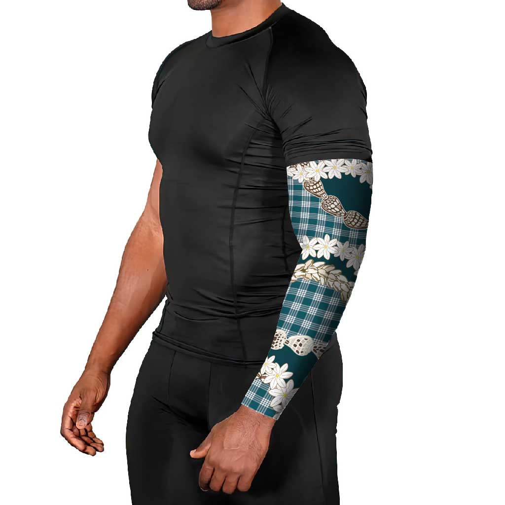 Dark Cyan Hawaii Tiare and Shell Lei Arm Sleeves Hawaiian Palaka Luxury Vibes LT14 - Polynesian Pride