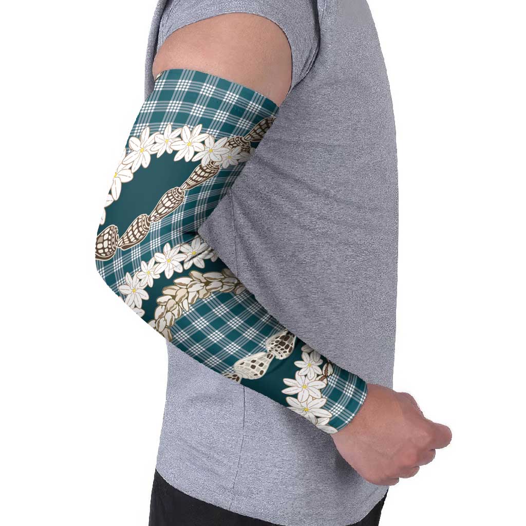 Dark Cyan Hawaii Tiare and Shell Lei Arm Sleeves Hawaiian Palaka Luxury Vibes LT14 - Polynesian Pride