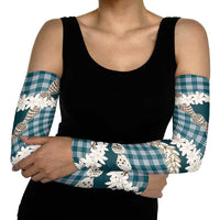Dark Cyan Hawaii Tiare and Shell Lei Arm Sleeves Hawaiian Palaka Luxury Vibes LT14 - Polynesian Pride