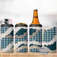 Dark Cyan Hawaii Tiare and Shell Lei 4 in 1 Can Cooler Tumbler Hawaiian Palaka Luxury Vibes LT14 - Polynesian Pride