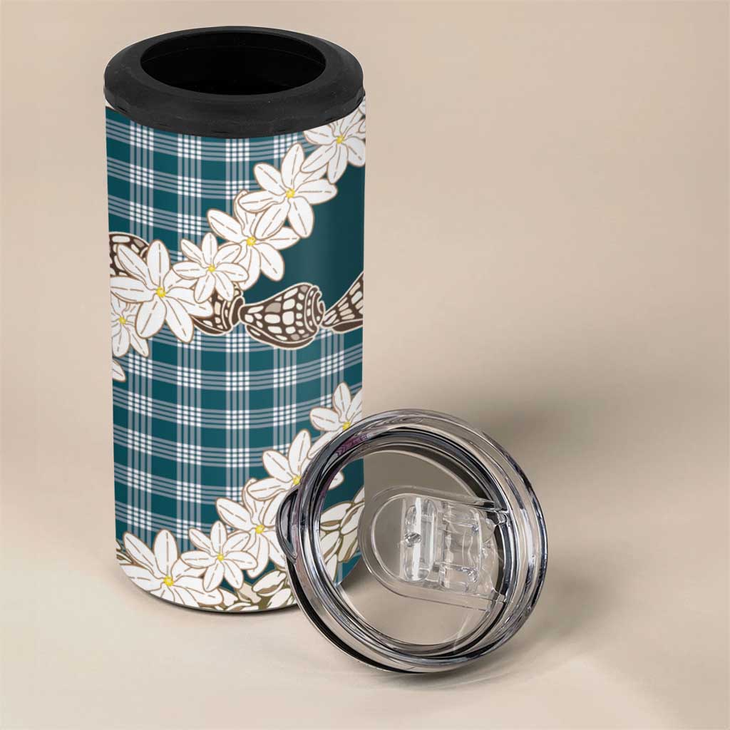 Dark Cyan Hawaii Tiare and Shell Lei 4 in 1 Can Cooler Tumbler Hawaiian Palaka Luxury Vibes LT14 - Polynesian Pride