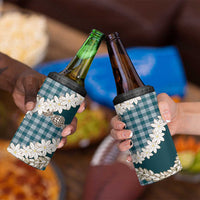 Dark Cyan Hawaii Tiare and Shell Lei 4 in 1 Can Cooler Tumbler Hawaiian Palaka Luxury Vibes LT14 - Polynesian Pride