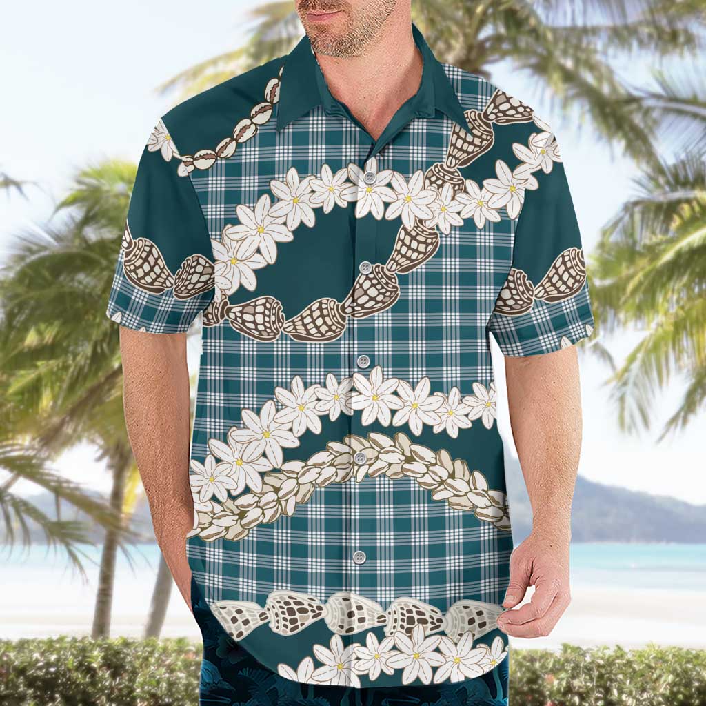 Dark Cyan Hawaii Tiare and Shell Lei Hawaiian Shirt Hawaiian Palaka Luxury Vibes - Polynesian Pride