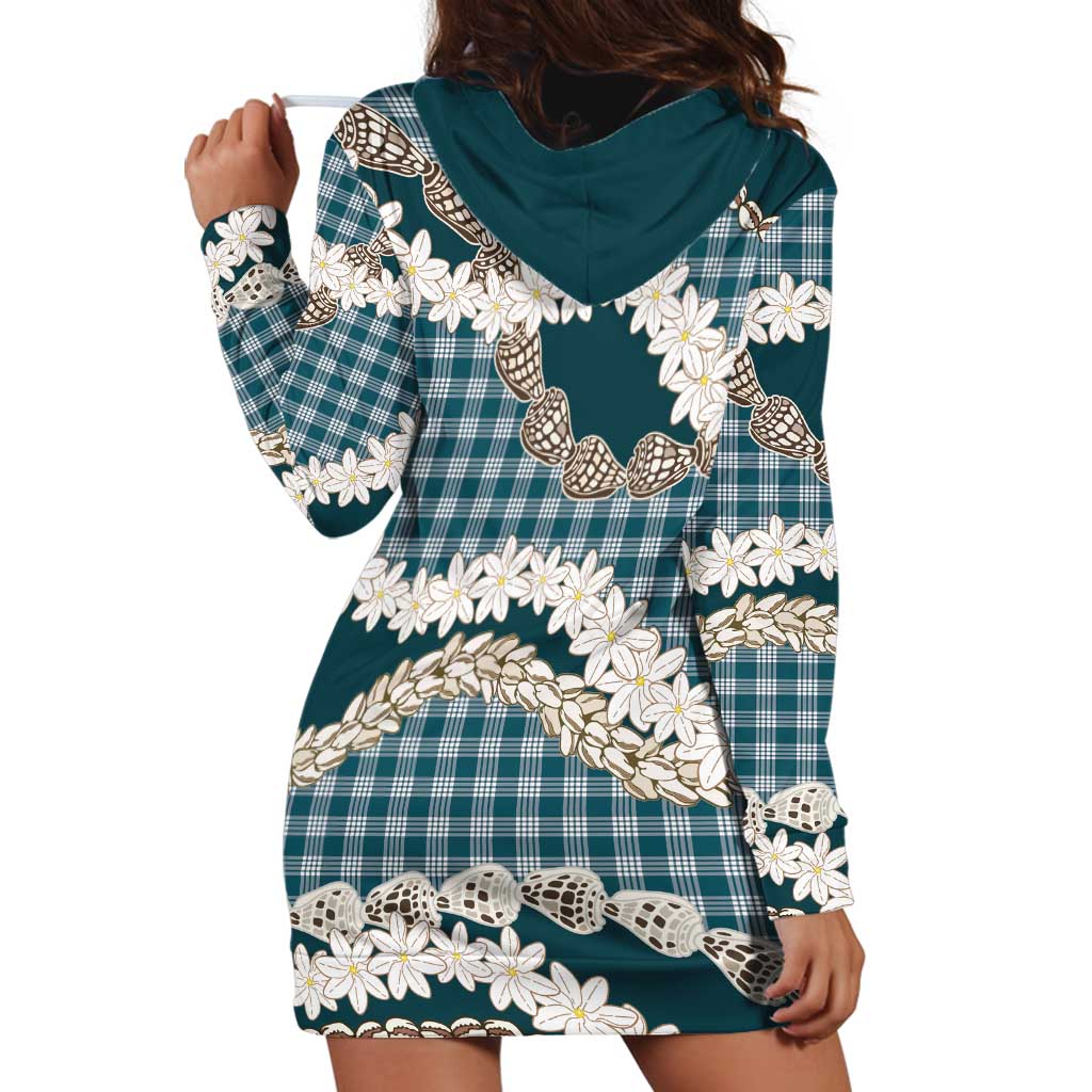 Dark Cyan Hawaii Tiare and Shell Lei Hoodie Dress Hawaiian Palaka Luxury Vibes LT14 - Polynesian Pride