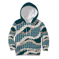 Dark Cyan Hawaii Tiare and Shell Lei Kid Hoodie Hawaiian Palaka Luxury Vibes - Polynesian Pride